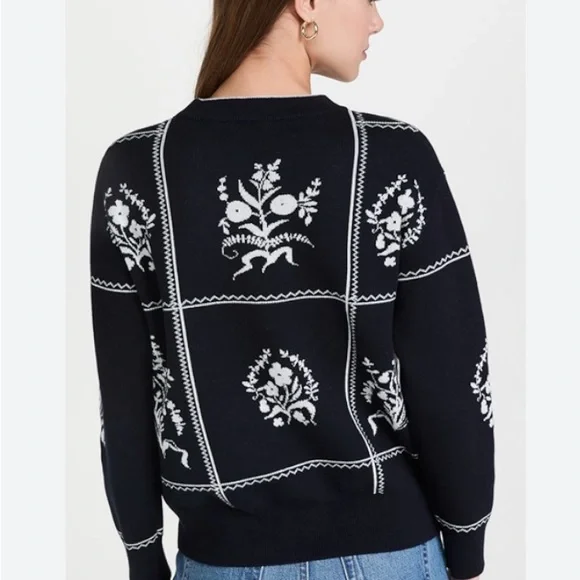 Anthropologie black and white paned sweater - Picture 3 of 8